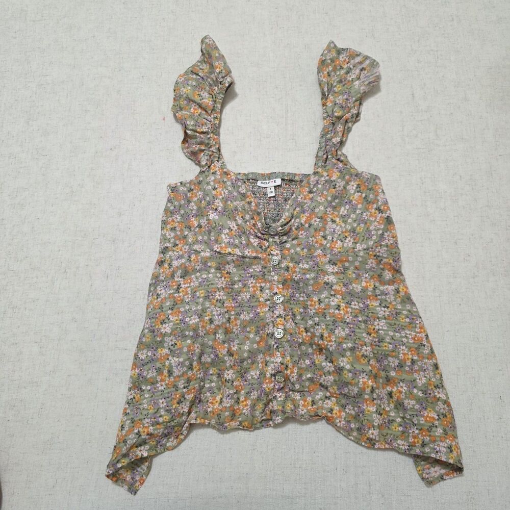 Floral Handkerchief Tank Top Women’s Small Cottagecore Boho Y2K Self Esteem